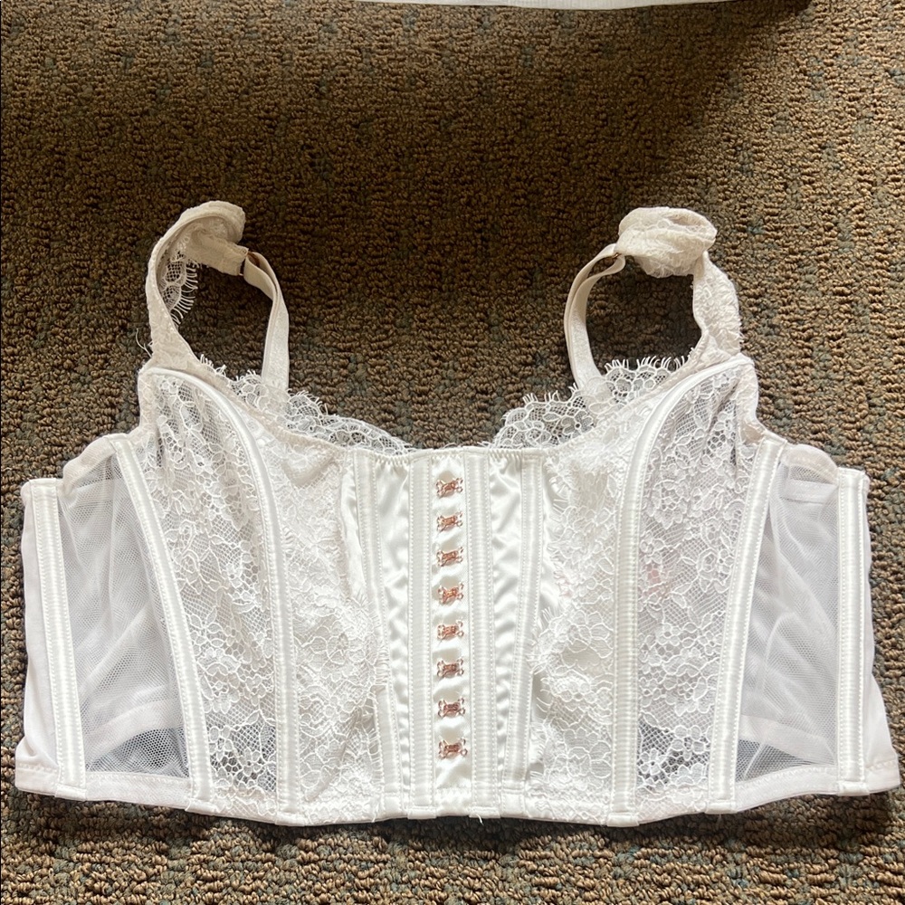 Victoria's Secret White Lace Longline Bustier Corset Bra